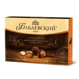 Шоколадный набор Бабаевский Dark cream целый миндаль и ореховый крем в темном шоколаде, 200 г